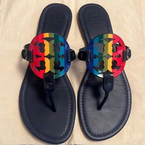 Royal Navy and Bright Rainbow Tory Burch Miller Sandals
